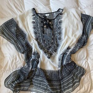 Boho Sheer Embellished Cover Up One Size – Festival, Beach, Summer Layering